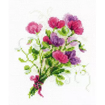 1606 Набор для вышивания Риолис 'Букетик с душистым горошком'15*18см