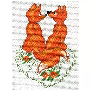 1607 Канва с рисунком Матренин посад 'Ля мур' 16*20 см (10*12 см)