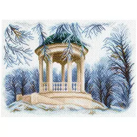 1613 Канва с рисунком Матренин посад 'Зимняя беседка' 33*45 см (37*49 см)