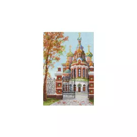 1633 Канва с рисунком Матренин посад 'Спас на Крови' 27*40см (37*49см)