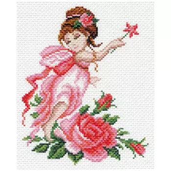 1637-1 Канва с рисунком Матренин посад 'Фея роза' 21*29 см (28*37 см)