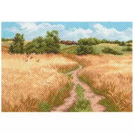 1641 Канва с рисунком Матренин посад 'Русское поле' 33*45 см (37*49 см)