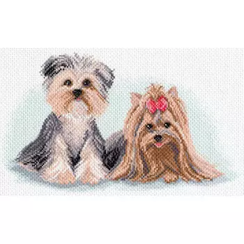1642 Канва с рисунком Матренин посад 'Сладкая парочка'Йоркширы', 28*37 см