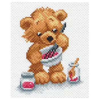 1661 Канва с рисунком Матренин посад 'Мишка поваренок'16*20 см (10*13 см)