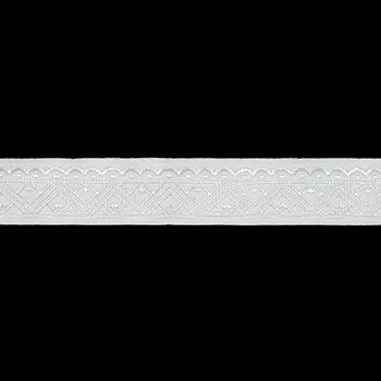 16711 Тесьма жаккардовая 16мм*10м, бел/серебро