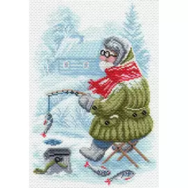 1673 Канва с рисунком Матренин посад 'Рыбак'(28х37см)