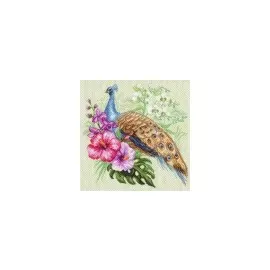 1726 Канва с рисунком Матренин посад 'Павлин в цветах' 41*41см