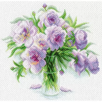 1731 Канва с рисунком Матренин посад 'Нежные пионы' 34*34см (41*41см)