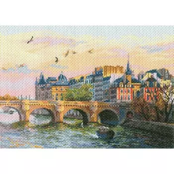 1737 Канва с рисунком 'Матренин Посад' 'Набережная Сены', 37*49 см