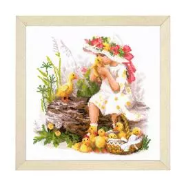 1781 Набор для вышивания Риолис 'Девочка с утятами' 30*30 см