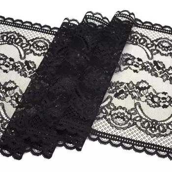 1802 Кружево эластичное 23,5см*10м, черный