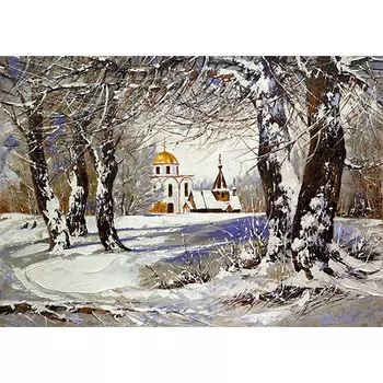 1855 Канва с рисунком Матренин посад 'Воскресное утро' (37*49см)