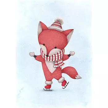 1867 Канва с рисунком Матренин посад 'Лисичка на катке' (22*30см) 28*37см