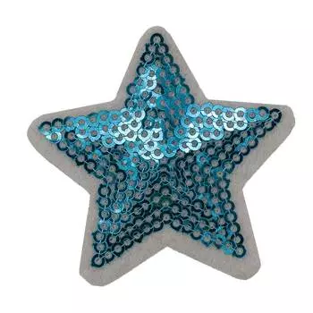 1881035 Термоаппликация звезда 5,2*5,2см бирюзовый пайетки упак/10шт