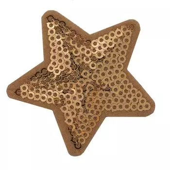 1881036 Термоаппликация звезда 5,2*5,2см золотой пайетки упак/10шт