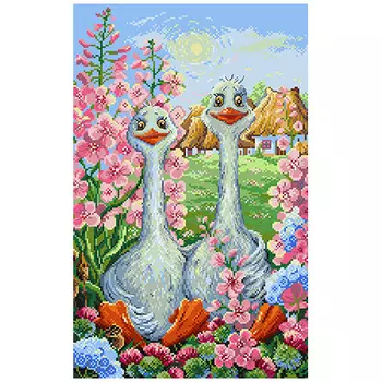 1891 Канва с рисунком Матренин посад 'Красные лапки' 33*45 см (37*49 см)