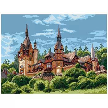 1899 Канва с рисунком Матренин посад 'Замок в Румынии'37х49 см.(30х40см)