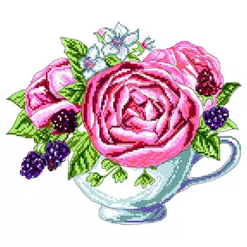 1904 Канва с рисунком Матренин посад 'Ежевика в чашке' 24*35см.(28*37см)