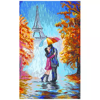 1908 Канва с рисунком Матренин посад 'Двое в Париже' 37*49см