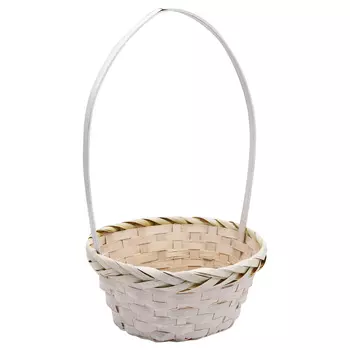 19HJ19082 Корзина плетеная бамбук 20,5*15*9*Н30,5см, цв. белый с желтым Астра