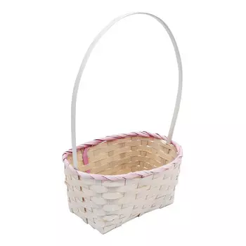 19HJ19090 Корзина плетеная бамбук 20,5*15*10*Н30,5см, цв. натуральный с розовым Астра