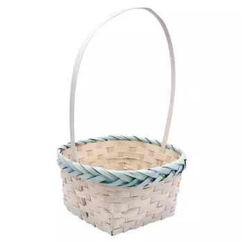 19HJ19095 Корзина плетеная бамбук 19*10*Н30,5см, цв. белый с голубым Астра