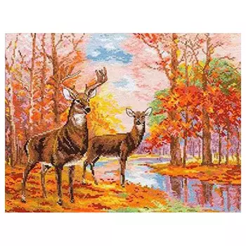1-09 Набор для вышивания АЛИСА 'Олени в осеннем лесу' 36*27см
