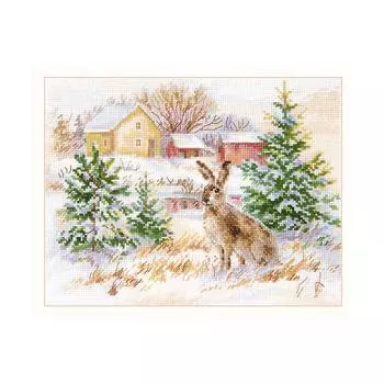 1-31 Набор для вышивания АЛИСА 'Зимний день. Заяц-русак' 23x17см