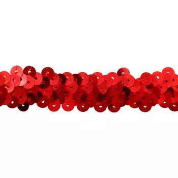 1AS-254 Тесьма эластичная с пайетками 18мм*10м (красный)