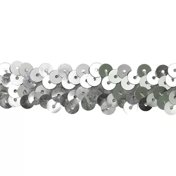 1AS-254 Тесьма эластичная с пайетками 18мм*10м (серебро)