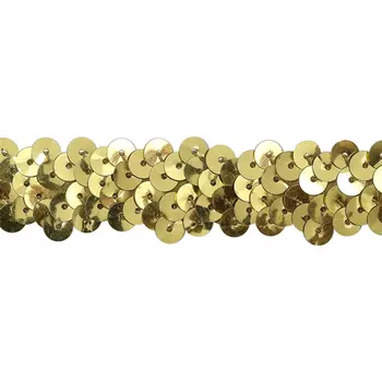 1AS-254 Тесьма эластичная с пайетками 18мм*10м (золото)