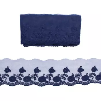 1AS-301 Кружево на сетке 10,5см*13,72м (B5515 темно-синий)