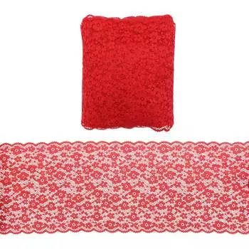 1AS-331 Кружево эластичное 19,5см*13,72м (красный)