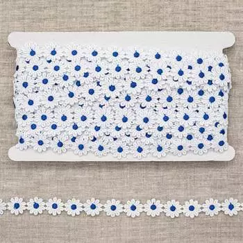 1AS-364 Кружево гипюр 'цветок' 1,7см*13,72м (синий)