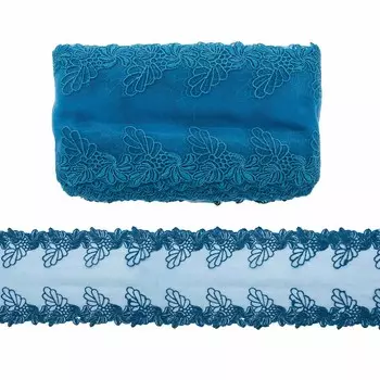 1AS-369 Кружево матовое на сетке 12см*13,72м (синий)