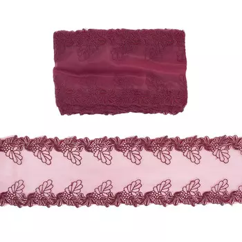 1AS-369 Кружево матовое на сетке 12см*13,72м (бордовый)