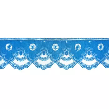 1AS-370 Кружево матовое на сетке 9,8см*13,72м (синий)