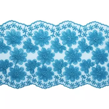 1AS-371 Кружево матовое на сетке 13см*13,72м (синий)