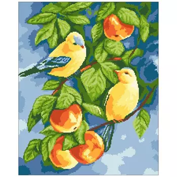 200101 Канва с рисунком ГК (Птицы на ветвях) 40х50