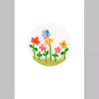 2050-12113 Набор для вышивания открытка и конверт Vervaco 'Бабочка и цветы' 10,5*15см