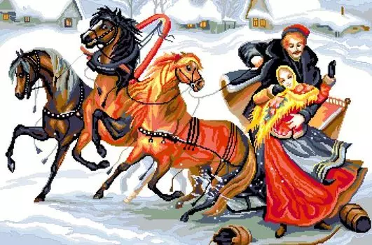 2098 Набор для вышивания 'Русская тройка' 50х70 см