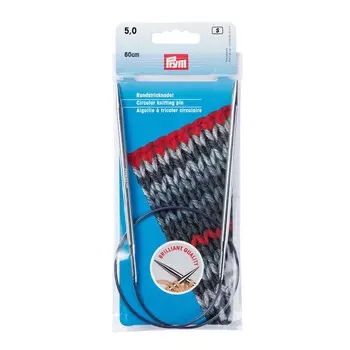 212162 Спицы круговые, латунь, серебристые, 60 см 5,00 мм