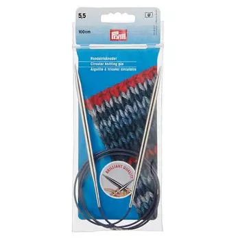 212176 Спицы круговые Prym латунь 100 * 5,5 цв. серебро