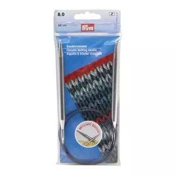 212214 Спицы круговые Prym латунь 80 * 8 цв. серебро