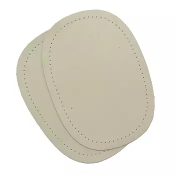 216 Заплатка из кожи овал средний 10*14см с перфорацией, с тупыми краями, 2шт в уп., 100% кожа (06 бежевый)