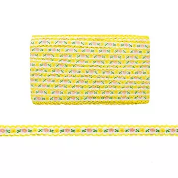 2212 Лента декоративная 1,2см*20ярд (18,28м) (белый-желтый)