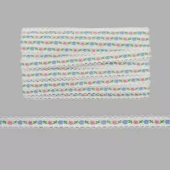 2212 Лента декоративная 1,2см*20ярд (18,28м) (белый-голубой)