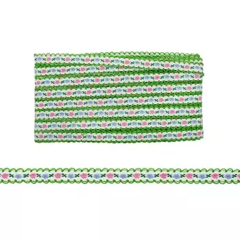 2212 Лента декоративная 1,2см*20ярд (18,28м) (белый-зеленый)
