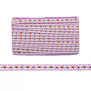 2212 Лента декоративная 1,2см*20ярд (18,28м) (белый-сирень)