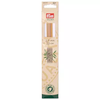 222211 Спицы чулочные, бамбук, 2,5мм/20см, 5шт, Prym